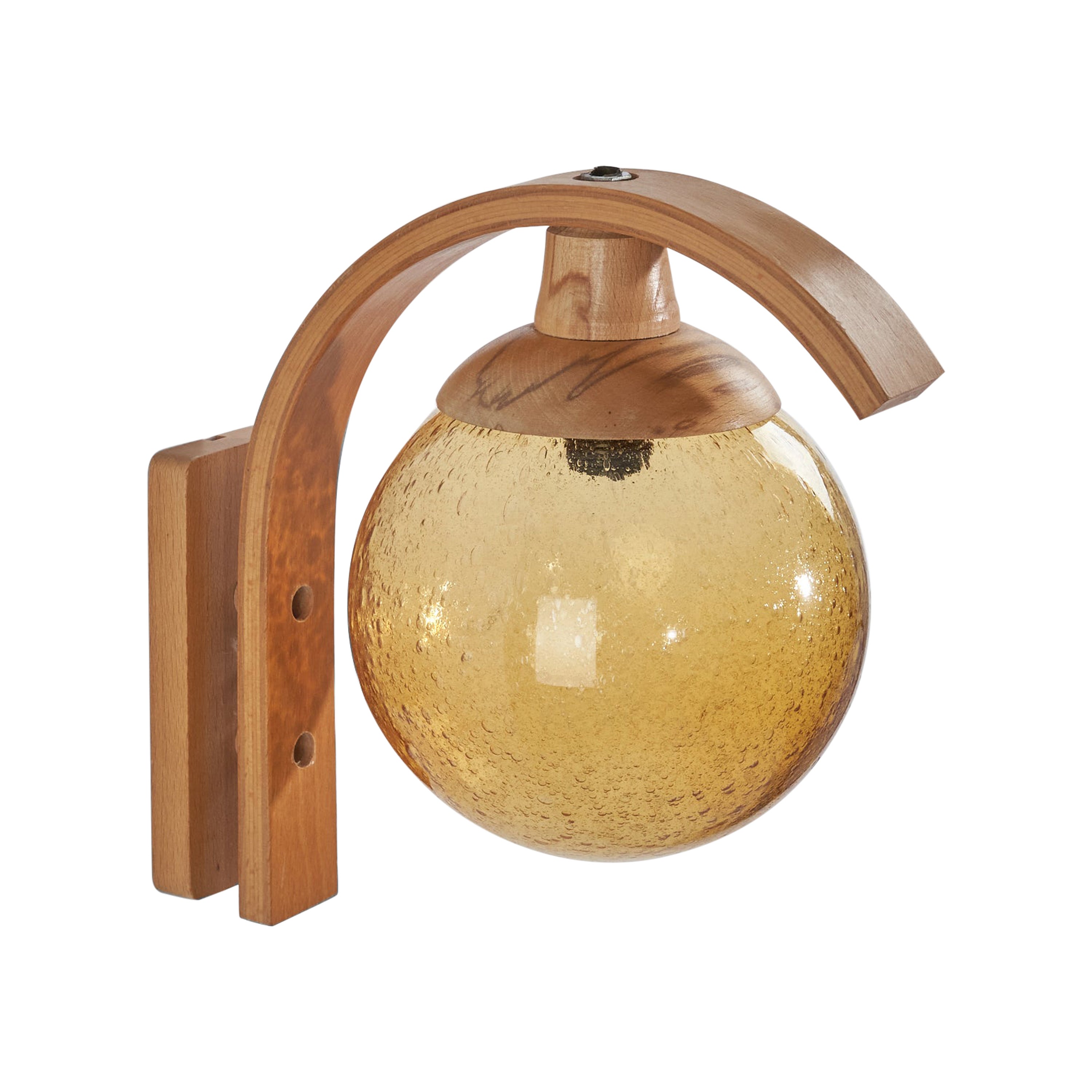 Aneta, Sconce, Pine, Glass, Sweden, 1970s