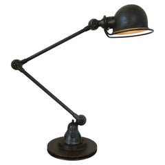 Jean Louis Domecq Jielde lampe grise vintage à 2 bras en cuir, France