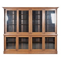 Antique Monumental 19thC English Oak Glazed Vicarage Bookcase