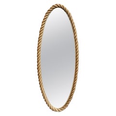 Oversize Mid-Century Rope Oval Mirror Adrien Audoux and Frida Minet