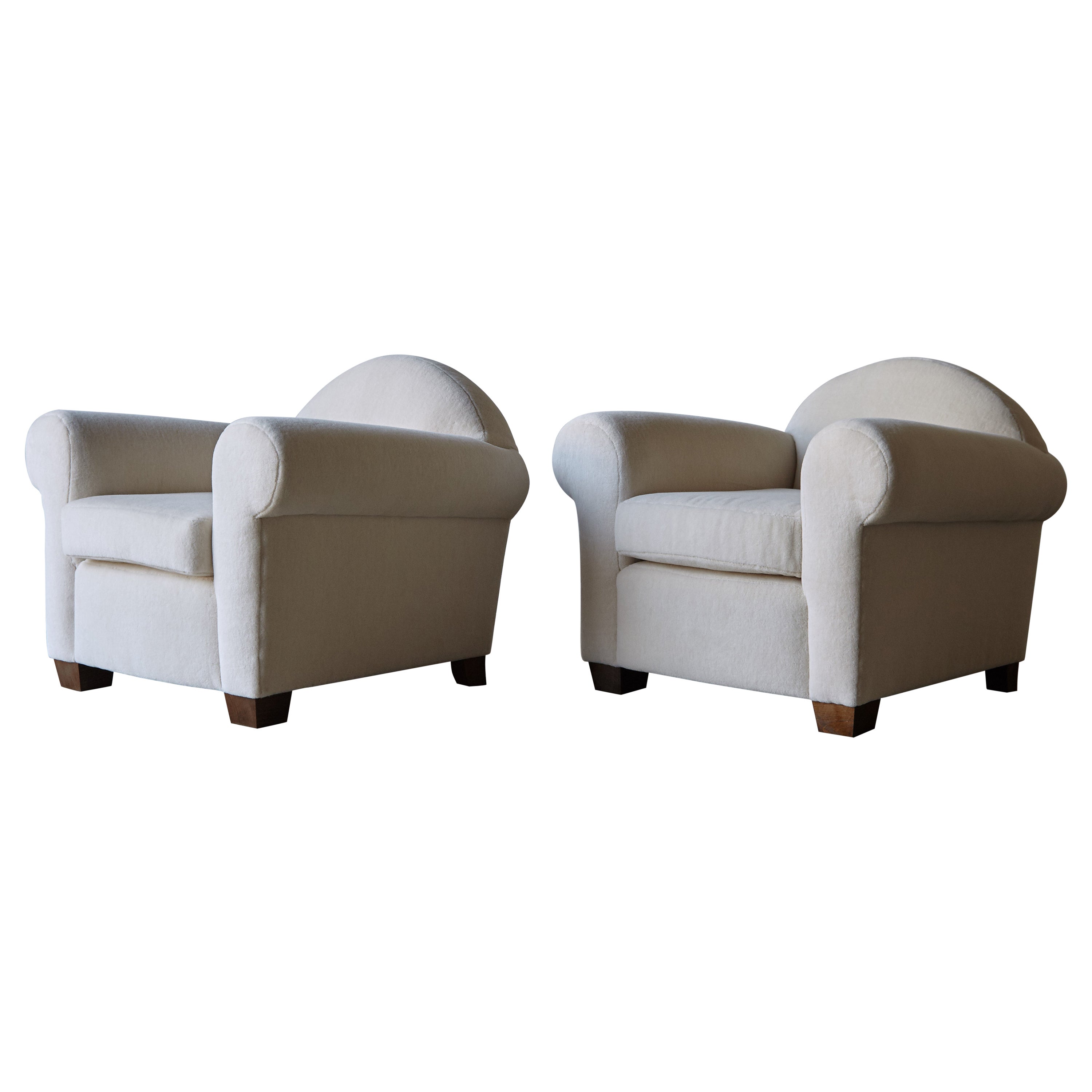 Elegant Pair of Armchairs, Upholstered in Pure Alpaca