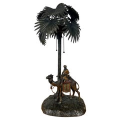 Austrian Cold Painted Bronze Orientalist Lamp Attributed to Bergman