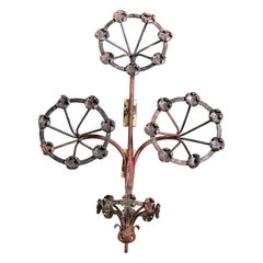 Antique Wrought Iron Wall Mounted "Four Flower" Facade Ornament