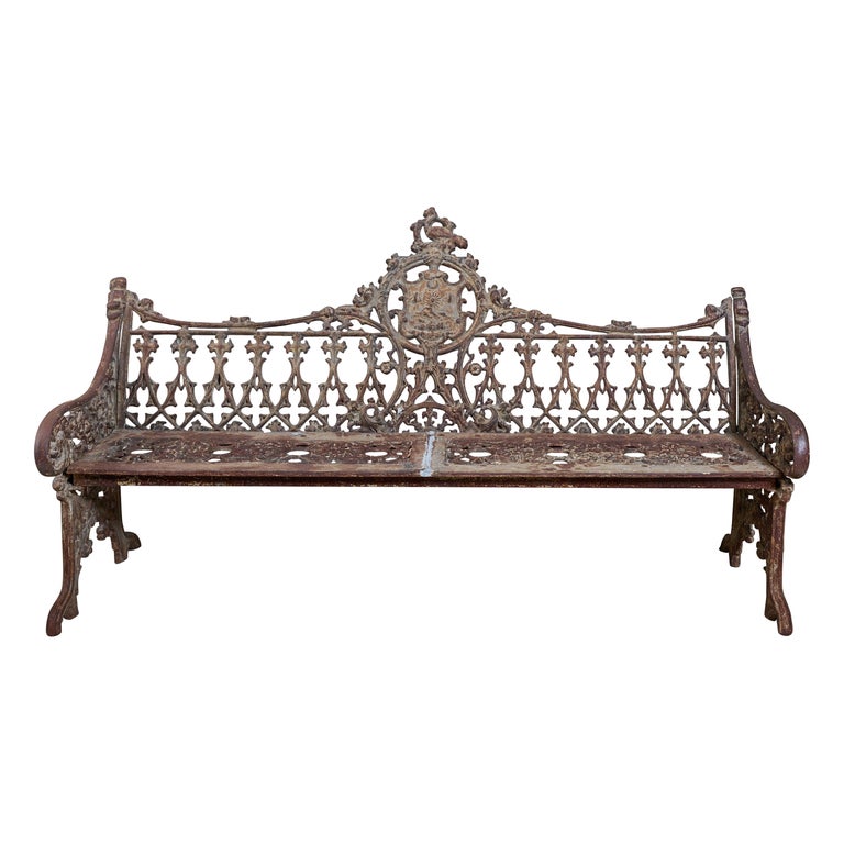 Cast Iron Park Bench with Royal Crest For Sale at 1stDibs