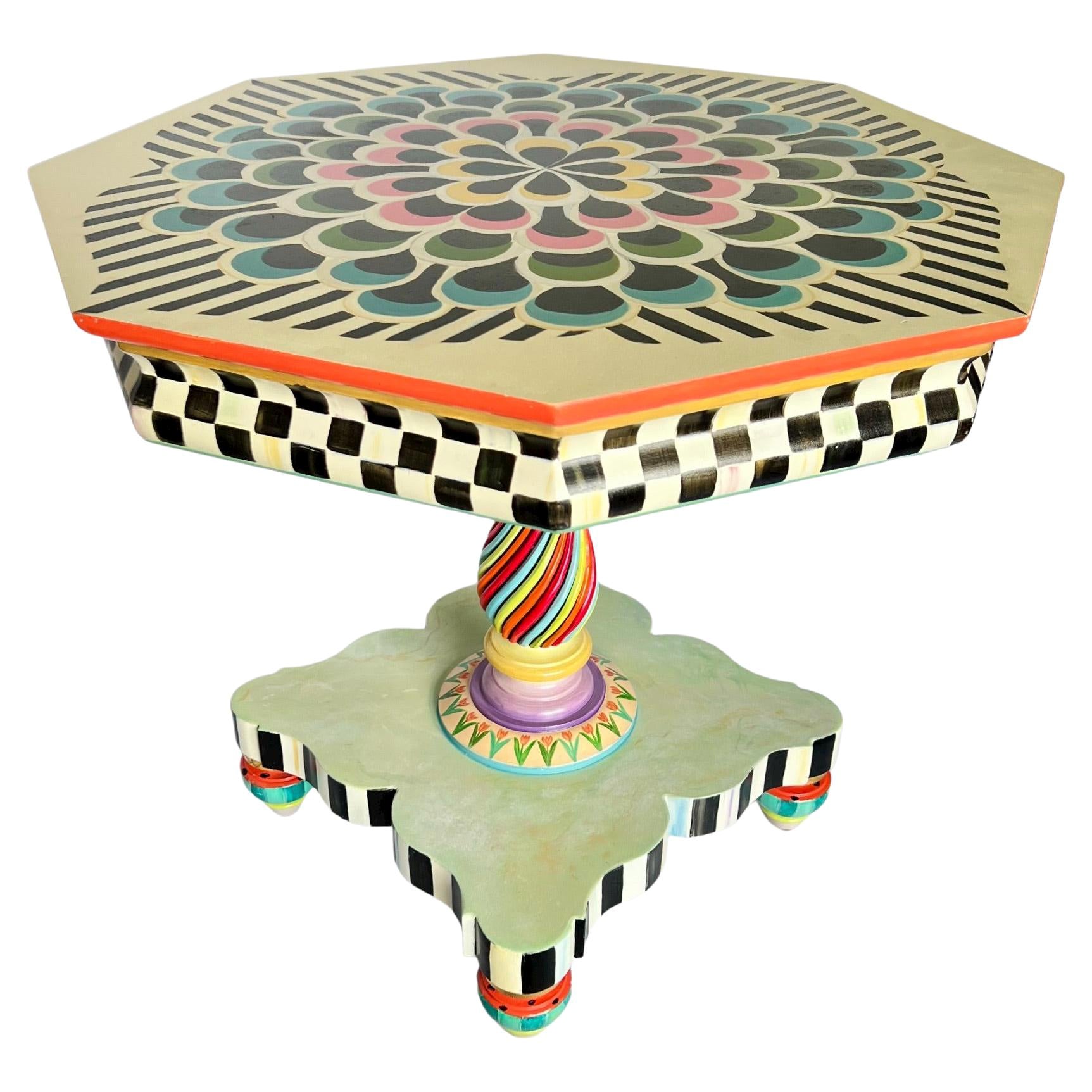 Zero Calorie Donut Octagon Pedestal Table in the Style of MacKenzie-Childs