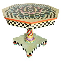 Retro Zero Calorie Donut Octagon Pedestal Table in the Style of MacKenzie-Childs