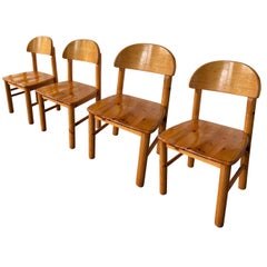 Set of x4 Solid Pine Dining Chairs by Rainer Daumiller
