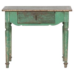 19thC Scandinavian Green Painted Table / Desk