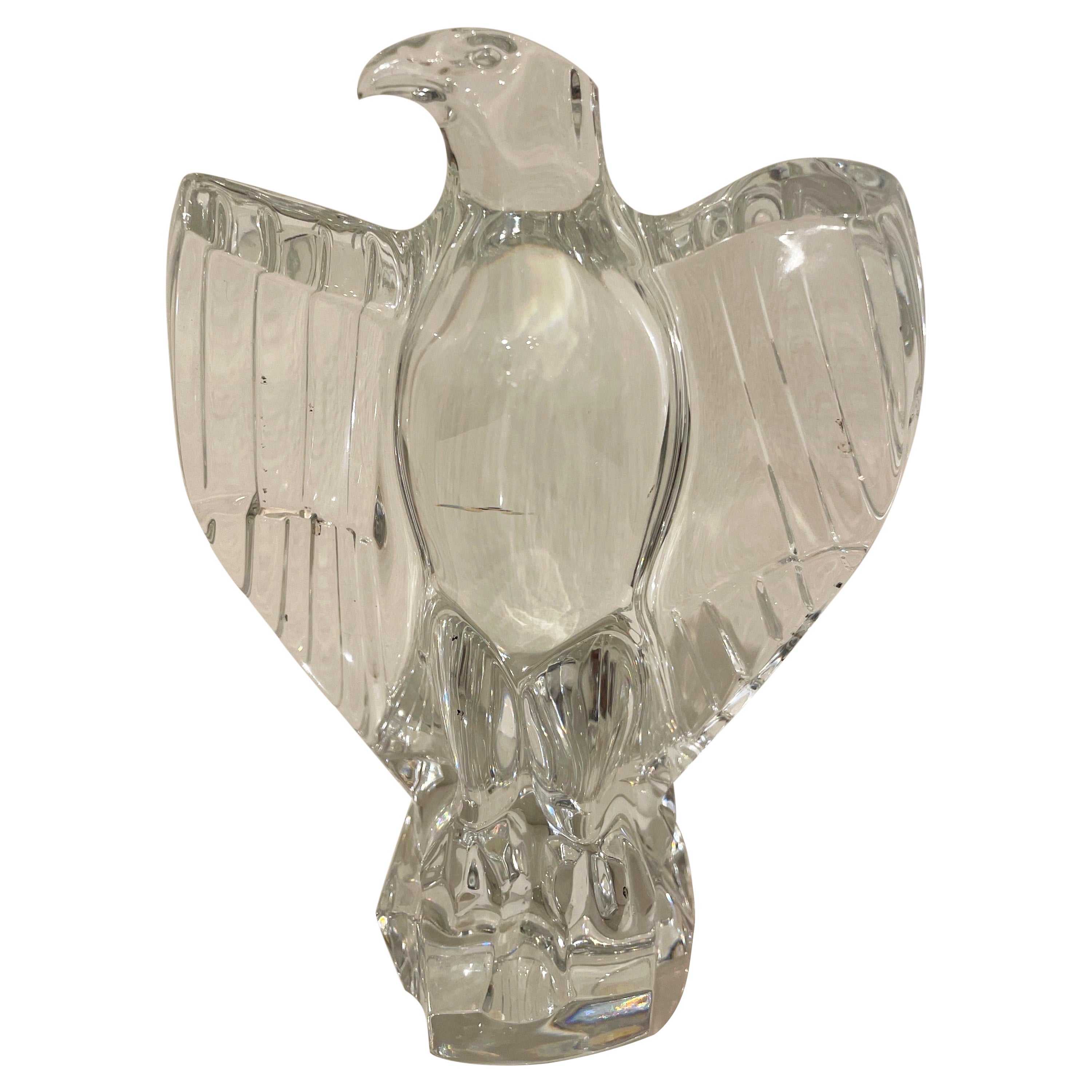 Vintage Glass Baccarat Eagle Sculpture For Sale