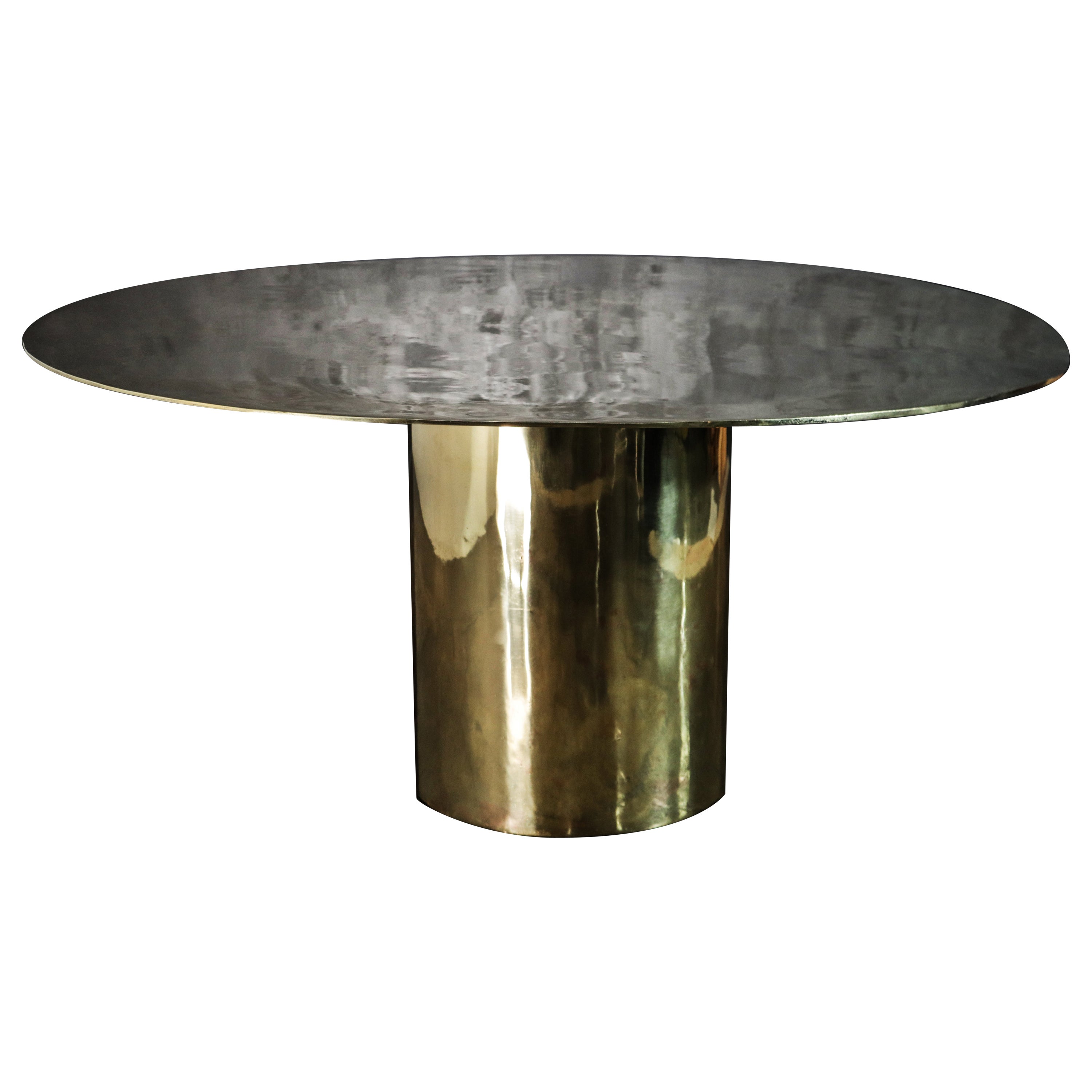 Table de salle à manger sur piédestal d'art fonctionnel en bronze moulé de Costantini