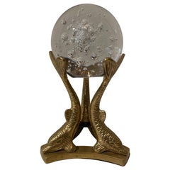 Crystal Sphere on Brass Dolphin Base