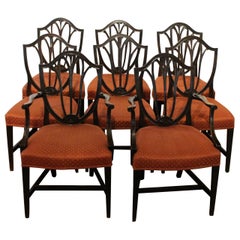Antique Late 19th Century Set of 8 Hepplewhite Dining Chairs
