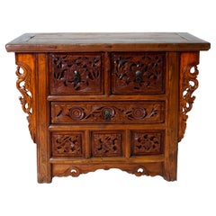 Antique A Butterfly Style Storage Cabinet With Carved Spandrels