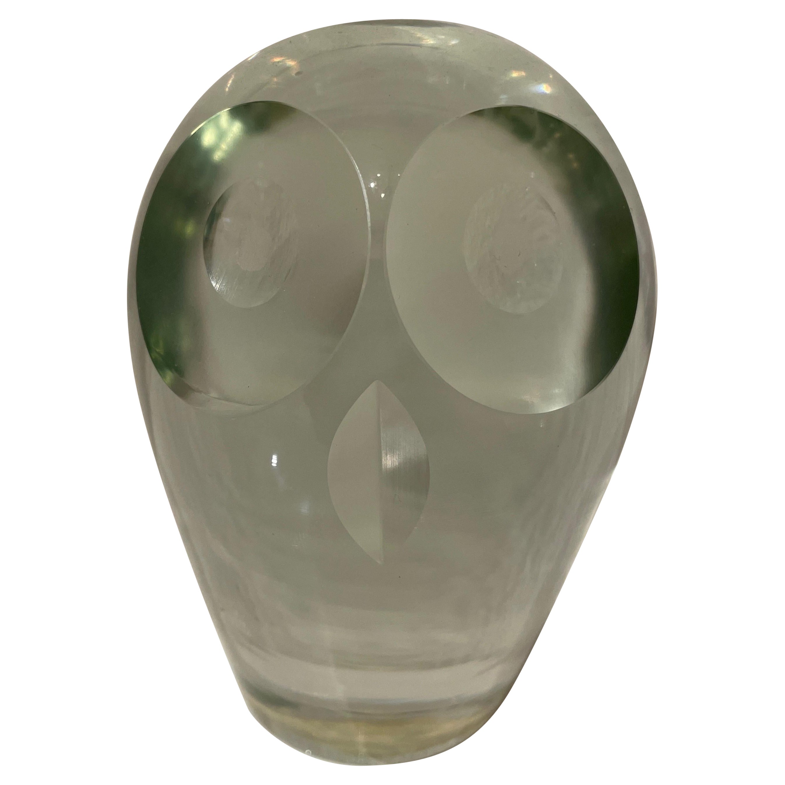 Vintage Glass Owl Paperweight For Sale