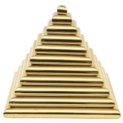 Vintage Romeo Rega Messing große Pyramide Schritt Box Skulptur Schreibtisch Accessoire Italienisch