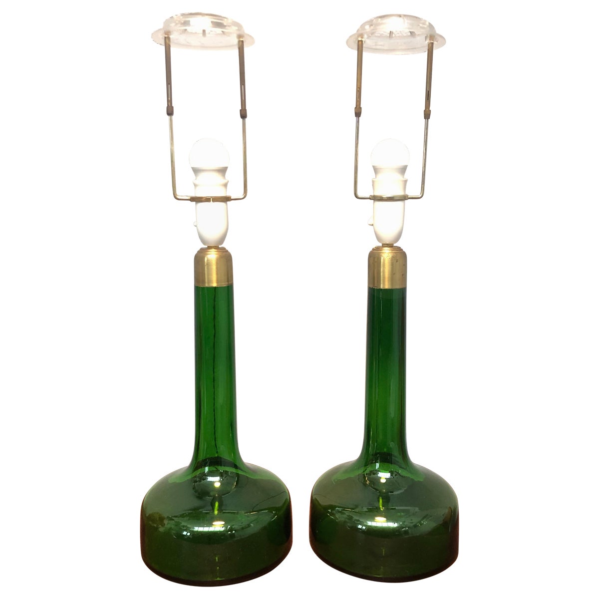 Pair of Vintage Glass Table Lamps by Biilman-Petersen for Le Klint/Holmegaard