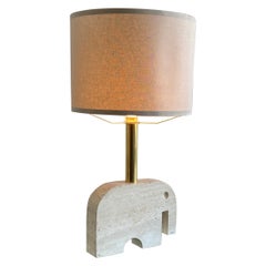Vintage Italian Travertine and Brass Table Lamp by Fratelli Mannelli