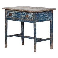 Antique 19thC Welsh Blue Painted Vernacular Side Table