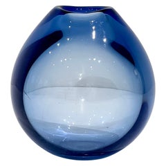Handblown Blue Glass Vase by Per Lutken for Holmegaard