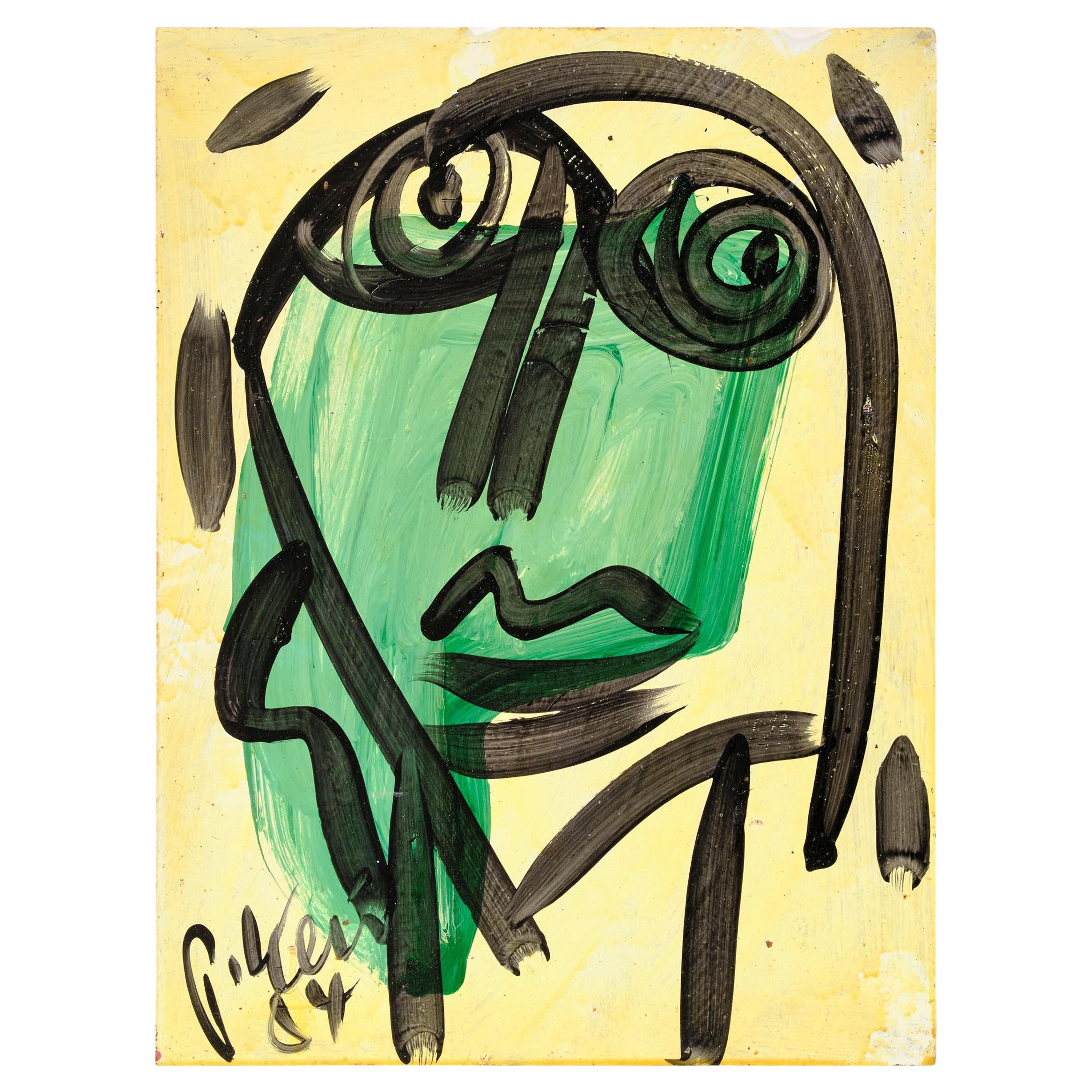 Peinture de Peter Keil, moderne, acrylique sur panneau, signée, vers 1984, Art moderne en vente