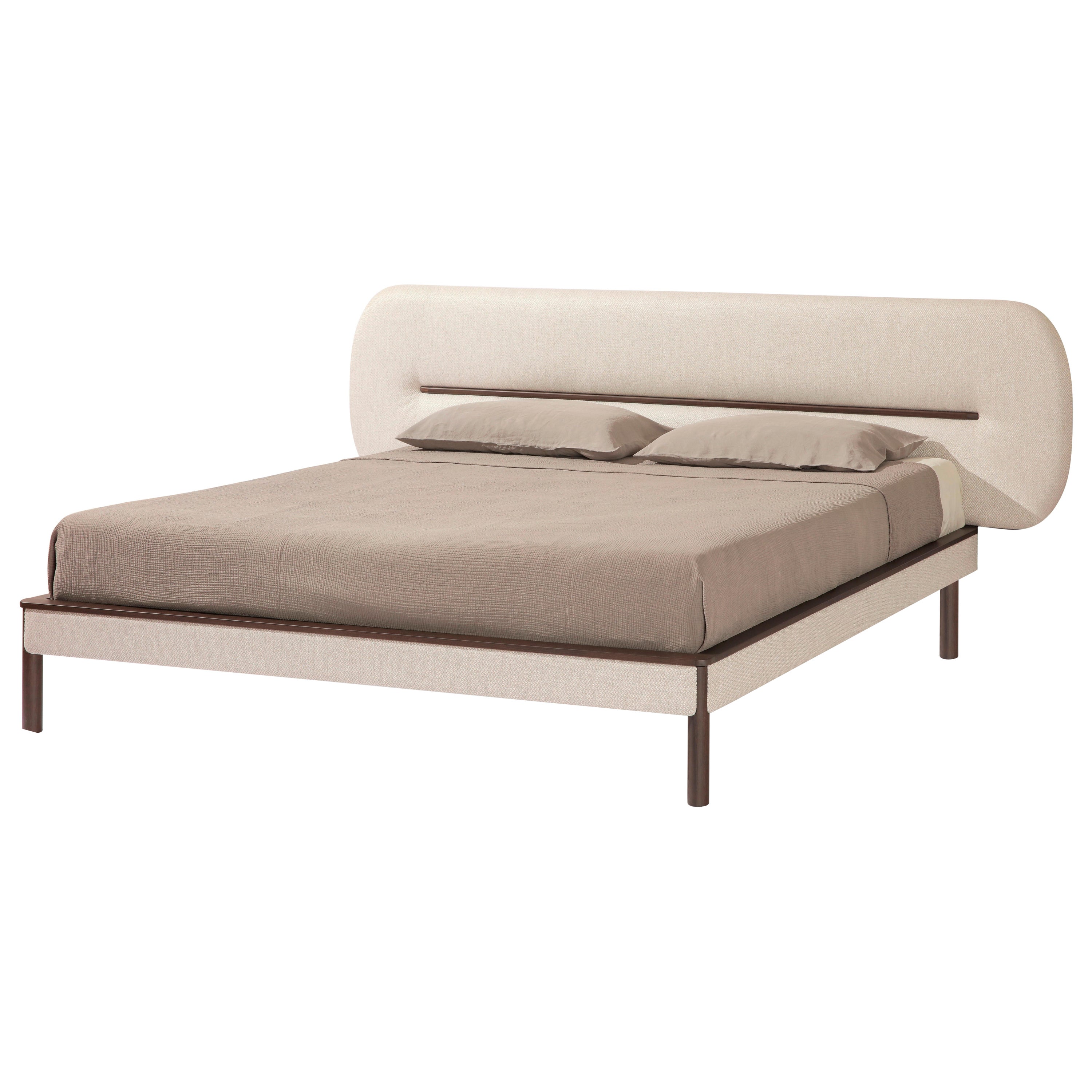 Lips S Carpanese Home Italia Padded Bed with Ash Wood Base Modern 21st Century For Sale