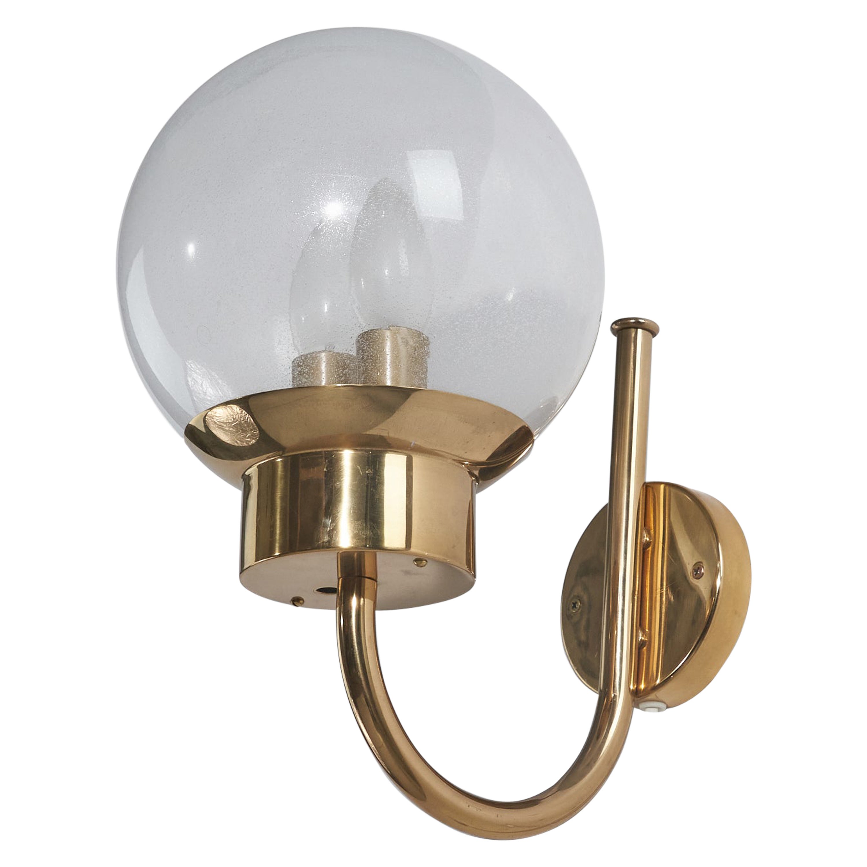 Bergboms, Sconce, Brass, Glass, Sweden, C. 1970s For Sale