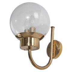 Bergboms, Sconce, Brass, Glass, Sweden, C. 1970s