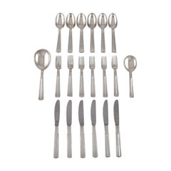 Hans Hansen Silverware No. 7. Art Deco Dinner Service in Silver for Six People
