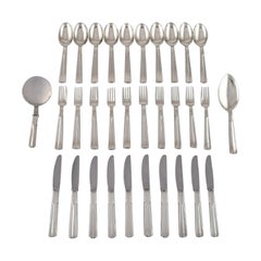 Hans Hansen Silverware No. 7, Art Deco Lunch Service in Silver for 10 People