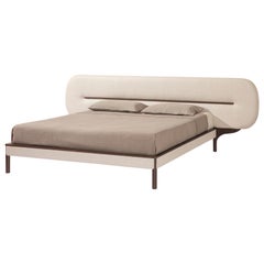 Lips Xl Carpanese Home Italia Padded Bed with Ash Wood Base Modern 21st Century