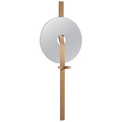 Irpin Disk Shaped Light Brown Wall Mirror