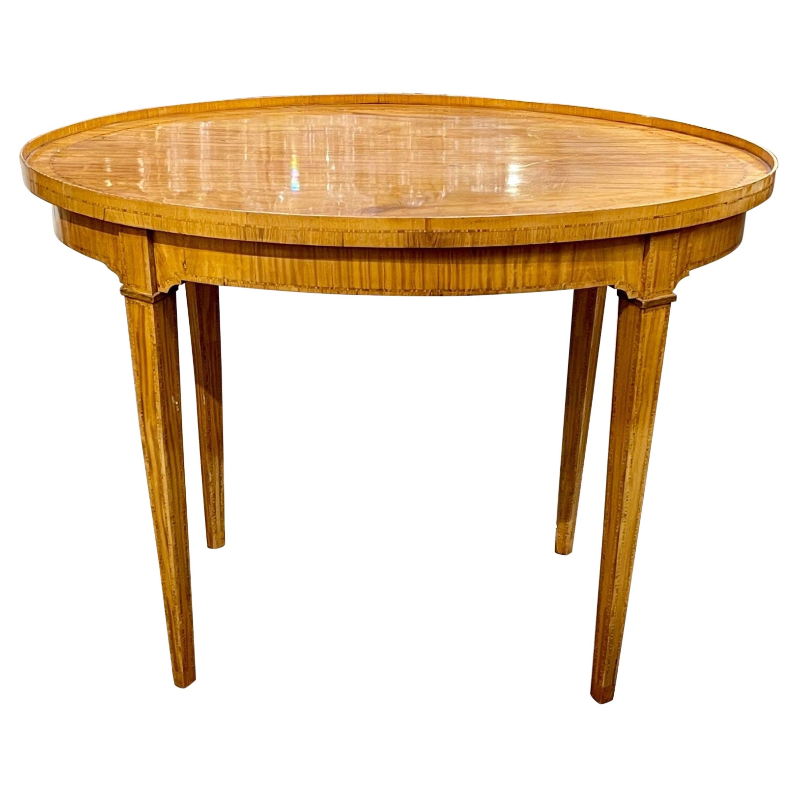 Italian Walnut Oval Side Table