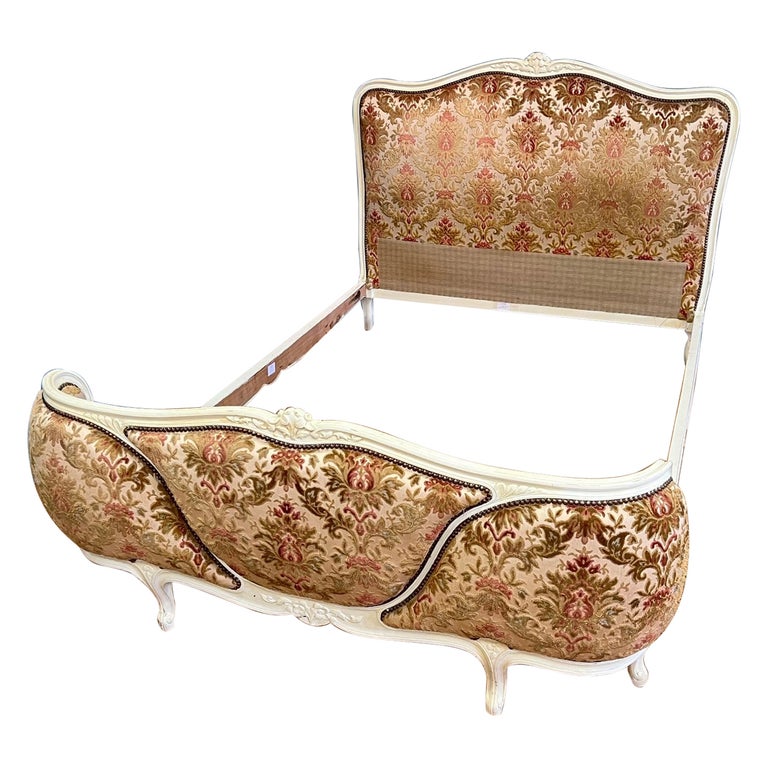 Double, French Antique Upholstered Bed For Sale at 1stDibs