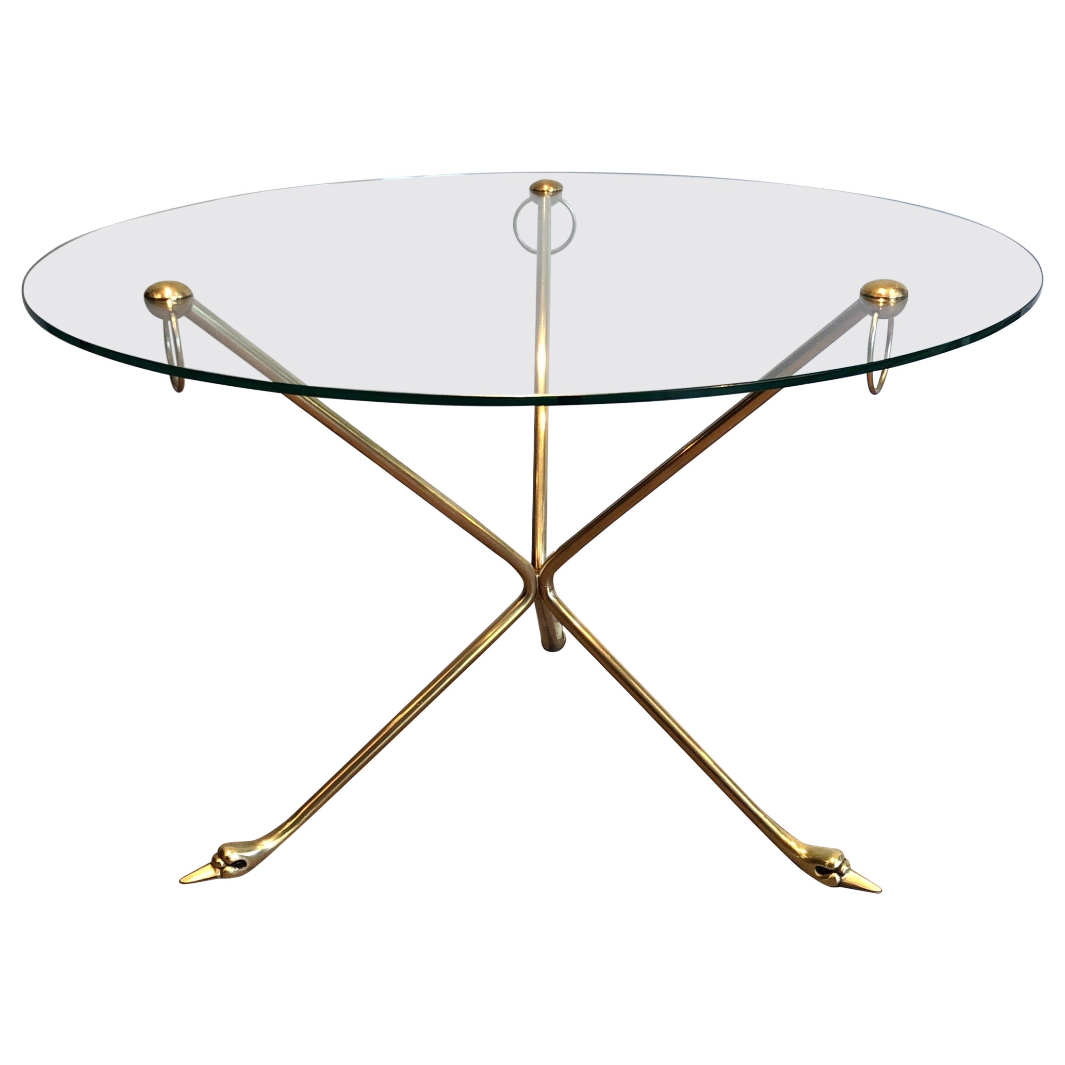 Brass Swans Coffee Table by Maison Jansen