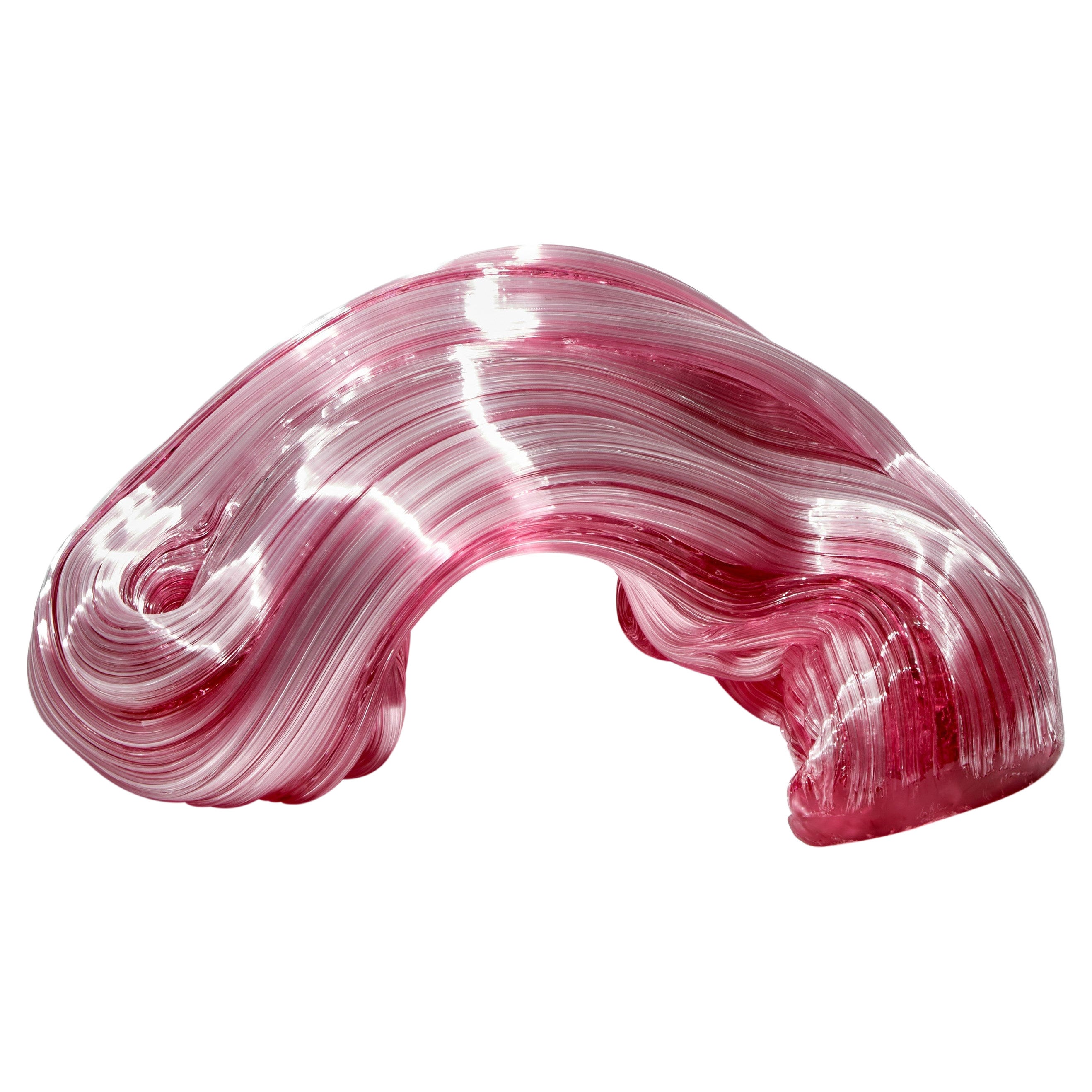 Soft Lines in Pink, a Unique Abstract Glass Sculpture by Maria Bang Espersen
