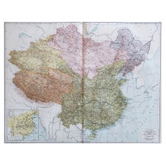 Large Original Antique Map of China, circa 1920