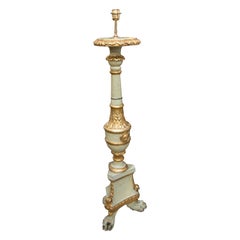 Used 19th Century Spanish Giltwood Candlestick Turned Table Lamp