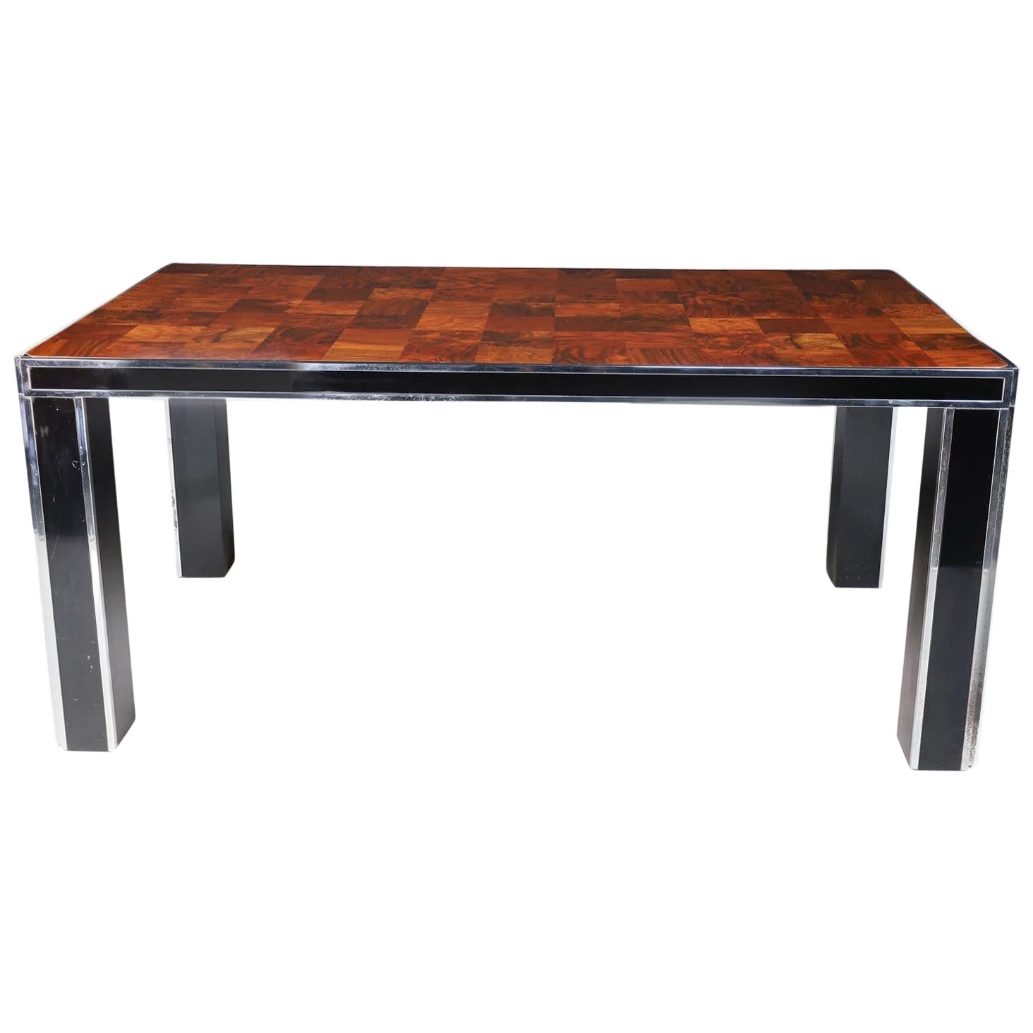 Mid-century Italian burl dining table by Willy Rizzo 1970s.