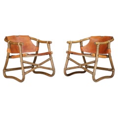 Vintage Cognac Leather Esprit Safari Lounge Chairs by IKEA, Sweden, 1970s