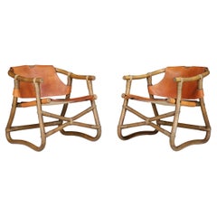 Cognac Leather Esprit Safari Lounge Chairs by IKEA, Sweden, 1970s