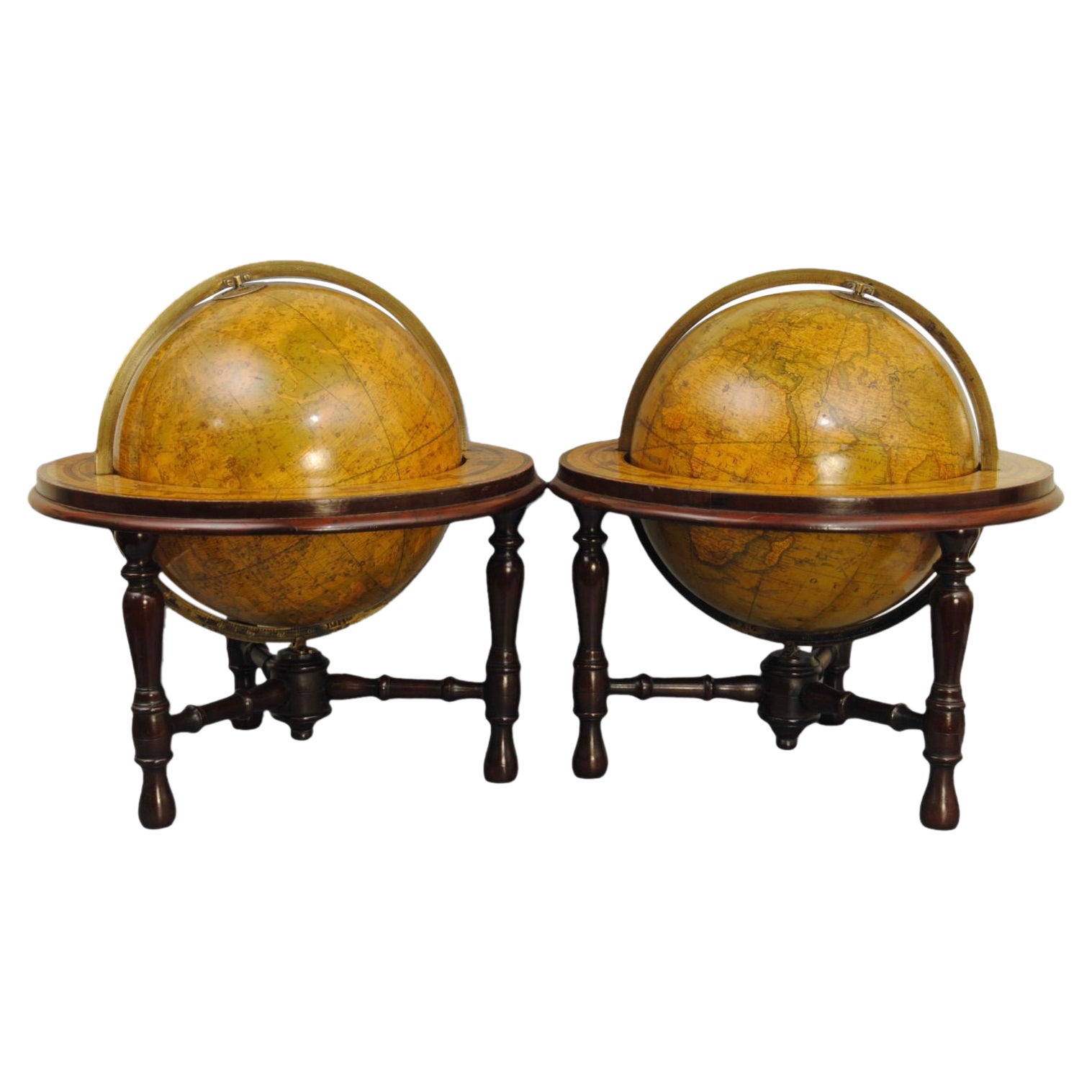 Pair of 19th Century Table Globes by Crunchley For Sale