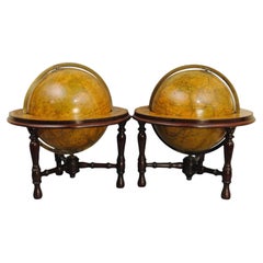 Antique Pair of 19th Century Table Globes by Crunchley