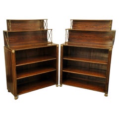 Antique Smart Pair of Regency Simulated Rosewood Open Bookcases