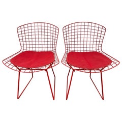 Harry Bertoia Wire Side or Dining Chairs for Knoll, a Pair