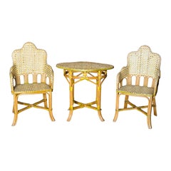 French Rattan Bistro Table & Chairs