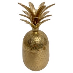 Vintage Large Solid Brass Pineapple Covered Container
