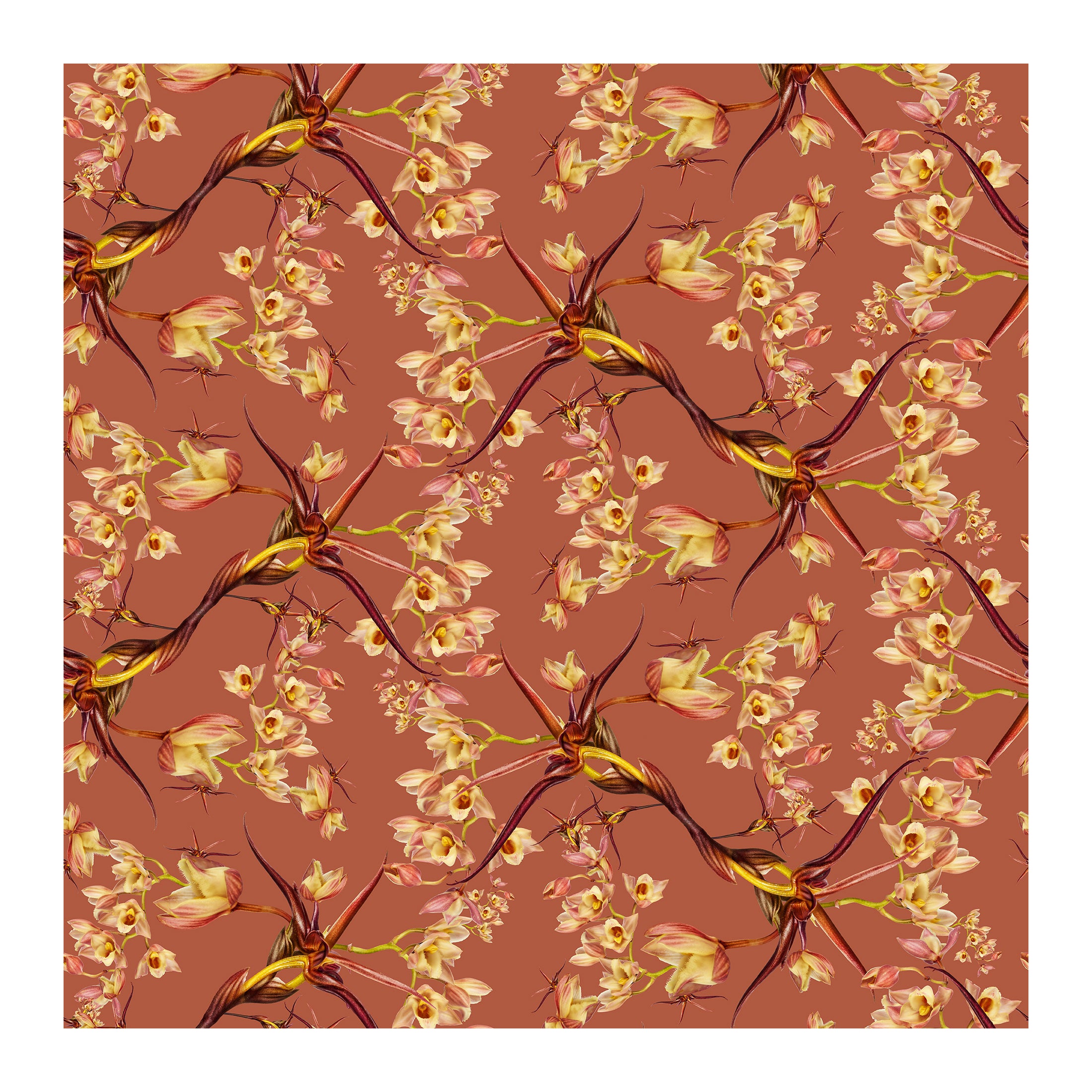 Clowesia Floral Wallpaper  For Sale