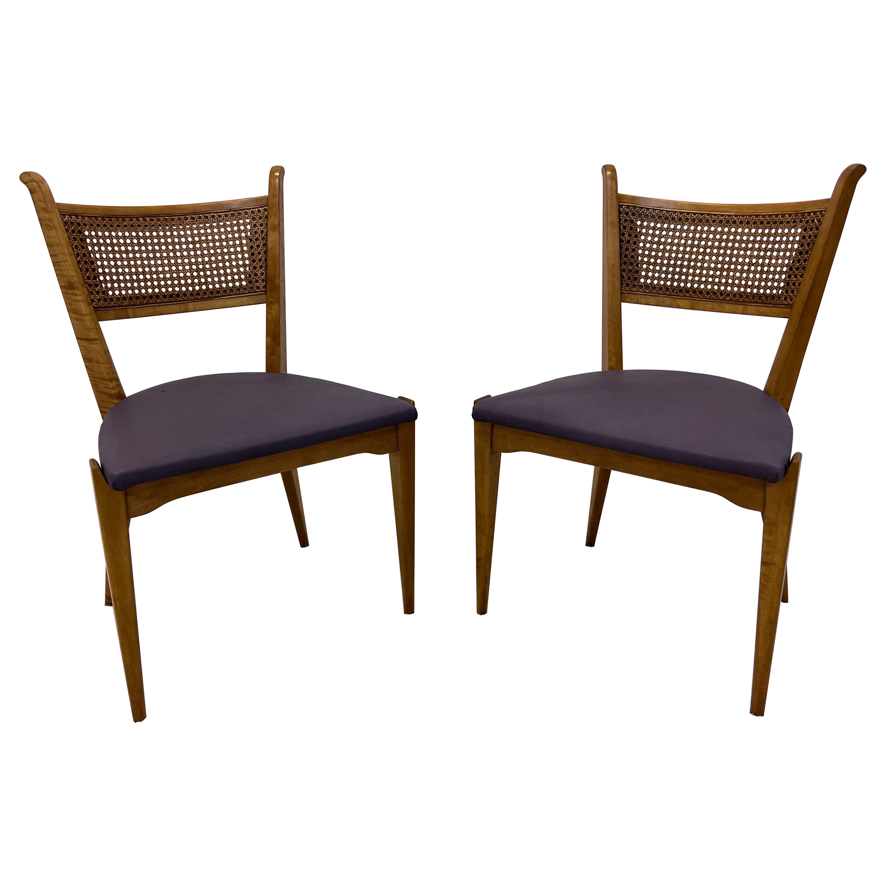 Edmund J Spence Cane Back Leather Dining or Side Chairs