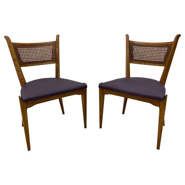 Edmund J Spence Cane Back Leather Dining or Side Chairs For Sale at 1stDibs