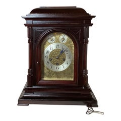 Antique Early 20th Century Westminster Chime Mahogany Bracket Clock